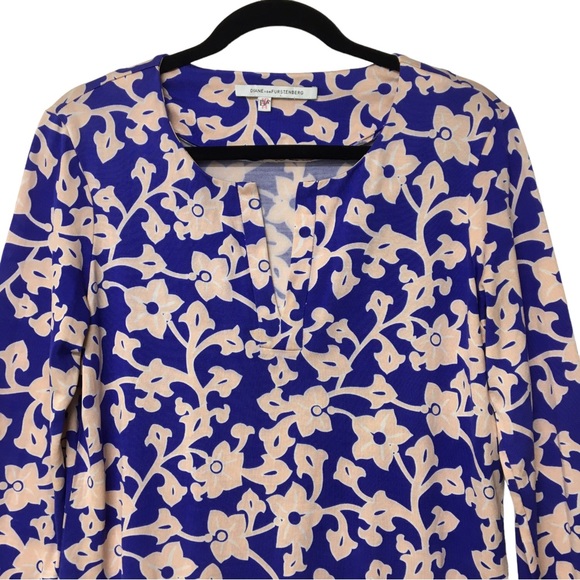 Diane Von Furstenburg Reina 100% Silk Long sleeve Mini Dress Burma Rose Size 10 - Picture 4 of 16